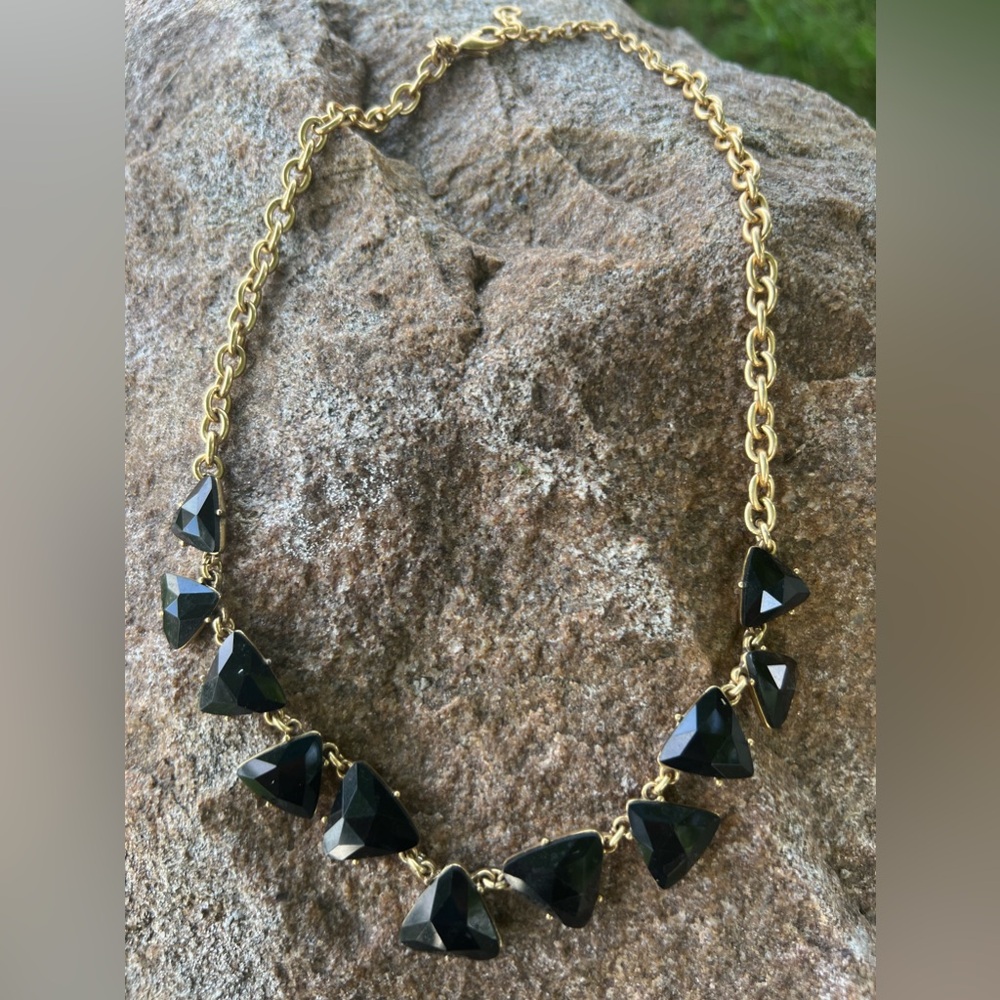 J. Crew Gold Tone Black Triangle Statement Necklace